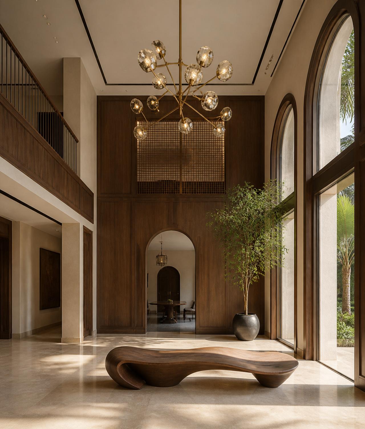 A study in limestone, walnut and brass